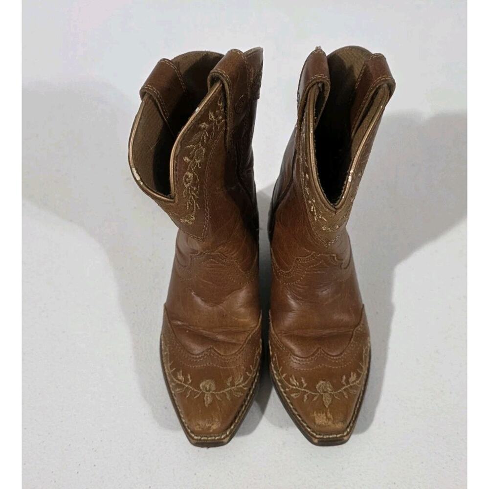 Ariat Girls toddler Size 8 Brown Leather Western Cowboy Boots Floral 4LR - Picture 4 of 10